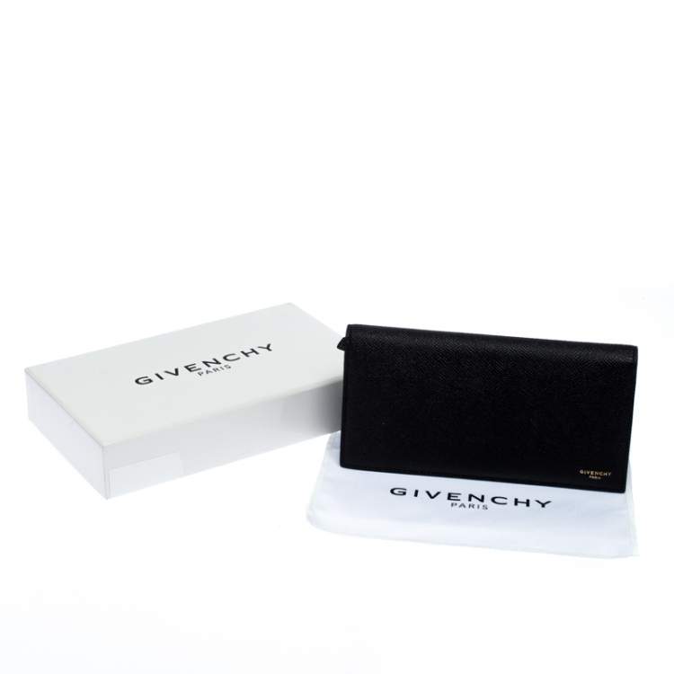 Pre Owned Givenchy Black Leather Bifold Flap Long Wallet