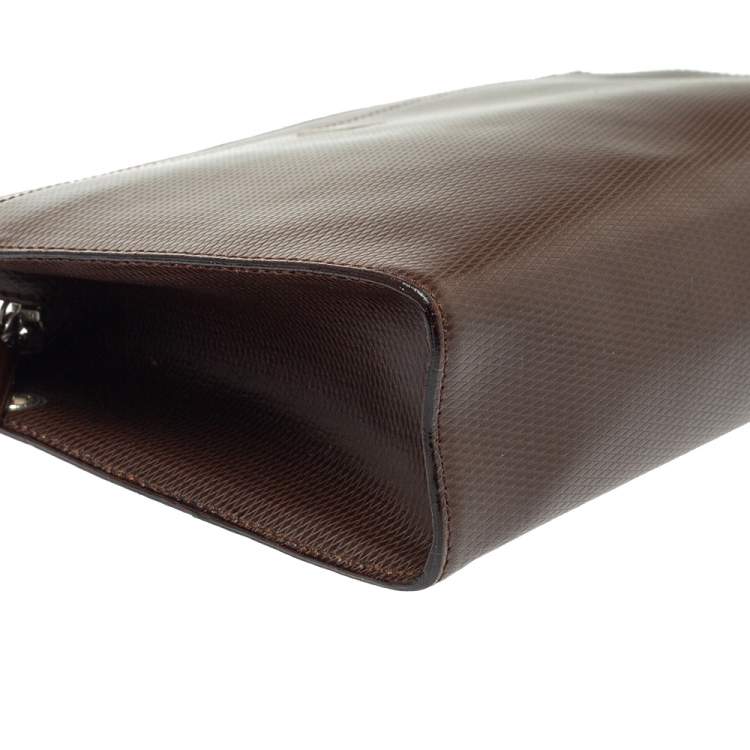 Pre Owned Givenchy Dark Brown Leather Pocket Zip Wristlet Pouch