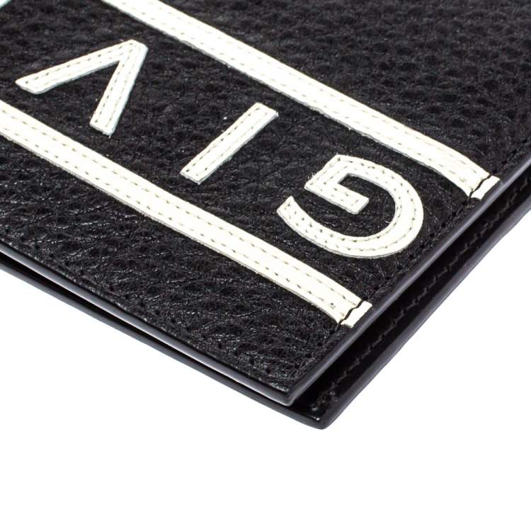 Pre Owned Givenchy Black Leather Logo Bifold Wallet