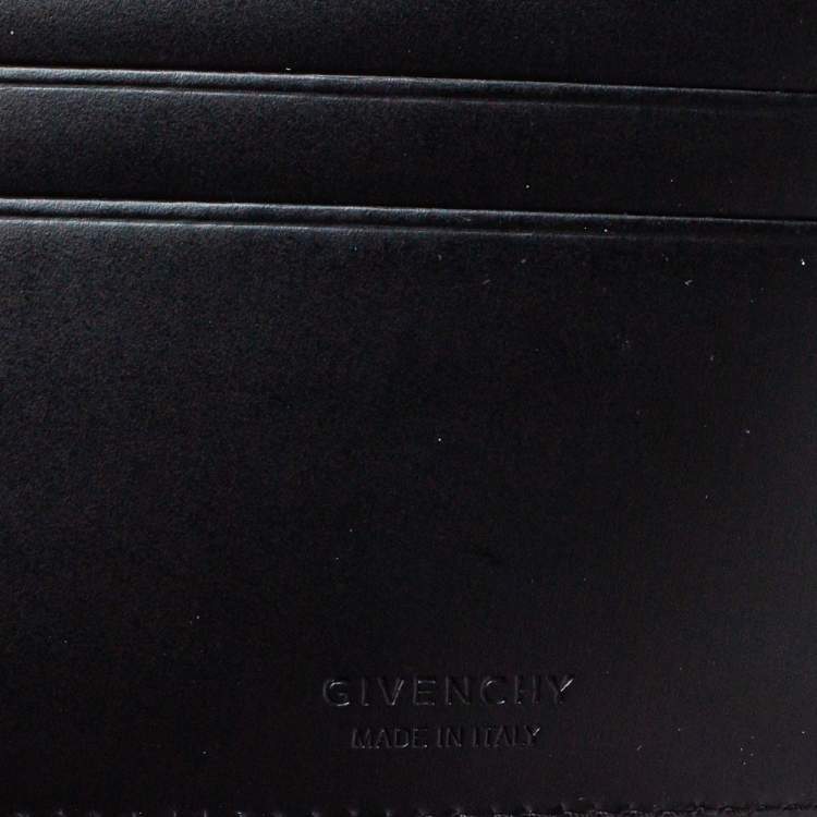 Pre Owned Givenchy Black Leather Logo Bifold Wallet