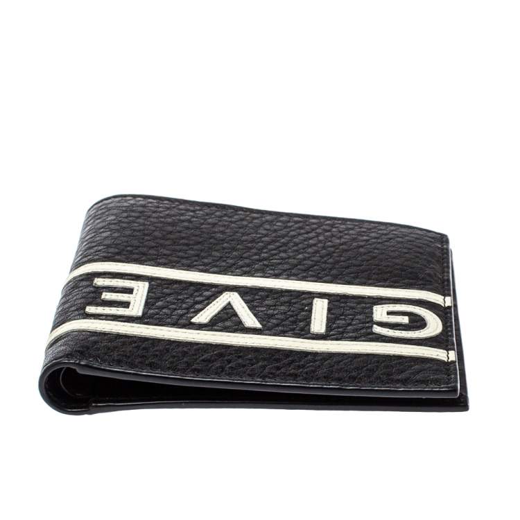 Pre Owned Givenchy Black Leather Logo Bifold Wallet