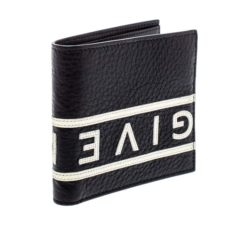 Pre Owned Givenchy Black Leather Logo Bifold Wallet