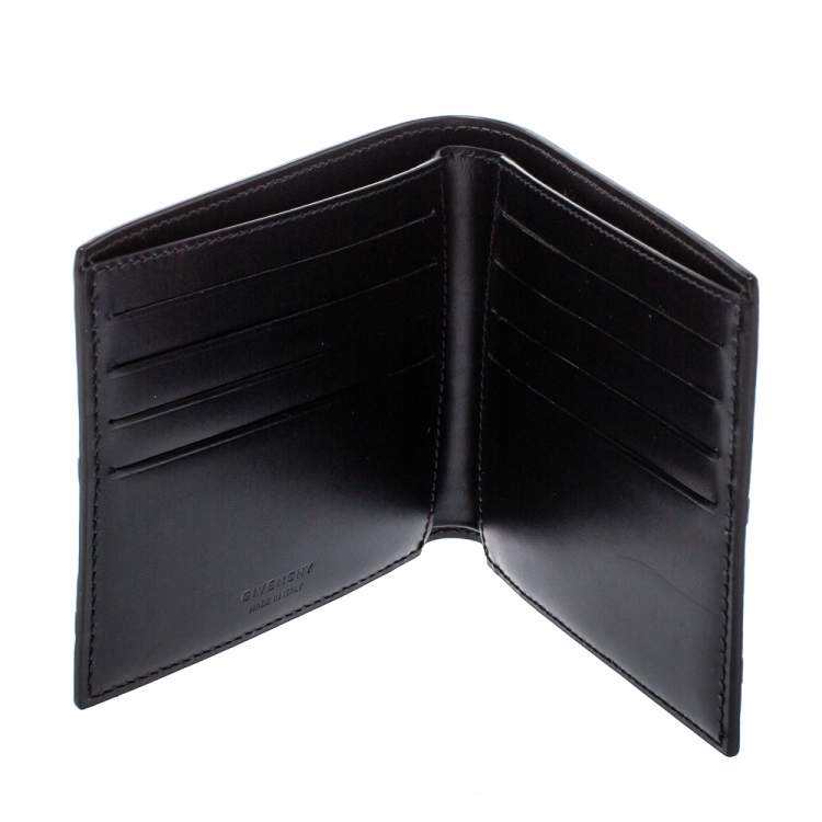 Pre Owned Givenchy Black Leather Logo Bifold Wallet