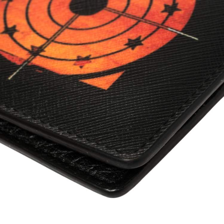Pre Owned Givenchy Black Leather Dart Print Bomber Bifold Wallet