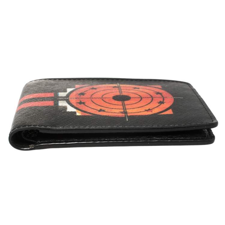 Pre Owned Givenchy Black Leather Dart Print Bomber Bifold Wallet