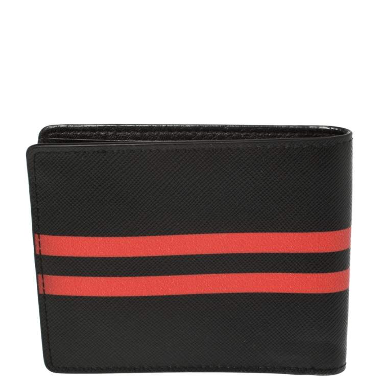 Pre Owned Givenchy Black Leather Dart Print Bomber Bifold Wallet
