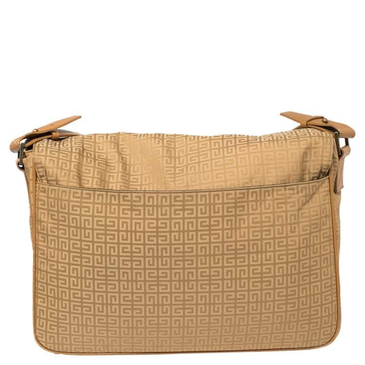 Pre Owned Givenchy Tan Signature Fabric and Leather Trim Messenger Bag