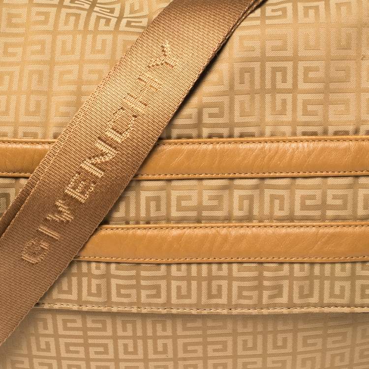 Pre Owned Givenchy Tan Signature Fabric and Leather Trim Messenger Bag