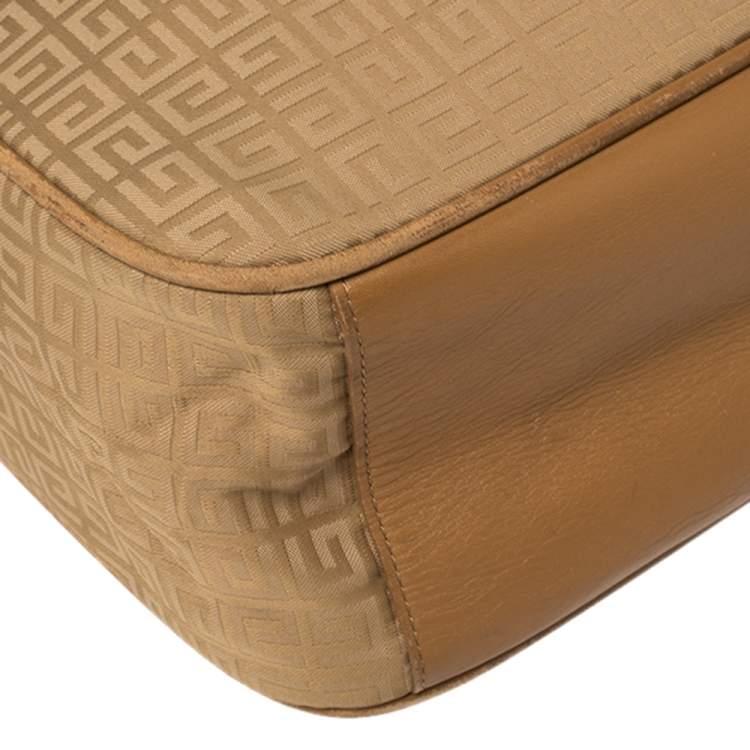 Pre Owned Givenchy Tan Signature Fabric and Leather Trim Messenger Bag