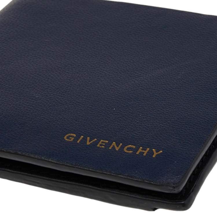 Pre Owned Givenchy Blue Leather Bi Fold Wallet