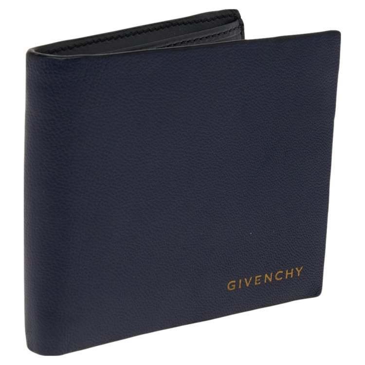 Pre Owned Givenchy Blue Leather Bi Fold Wallet