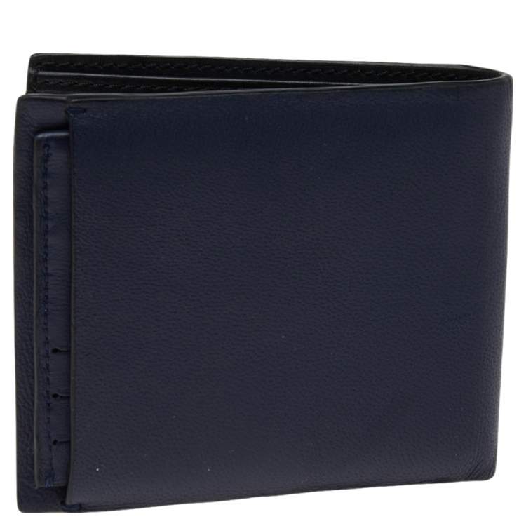Pre Owned Givenchy Blue Leather Bi Fold Wallet
