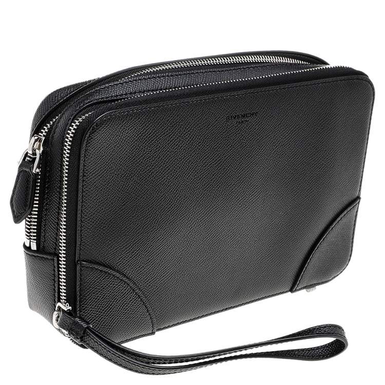 Pre Owned Givenchy Black Leather Double Zip Pouch