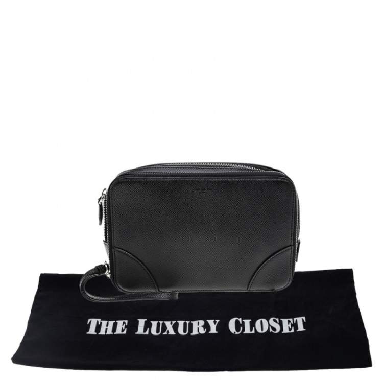 Pre Owned Givenchy Black Leather Double Zip Pouch