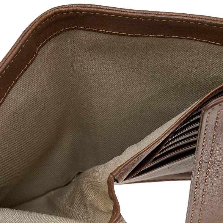 Pre Owned Givenchy Grey/Brown Canvas and Leather Trifold Wallet