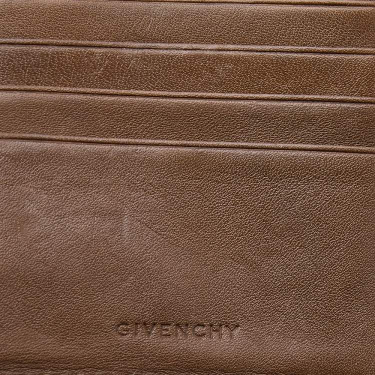 Pre Owned Givenchy Grey/Brown Canvas and Leather Trifold Wallet