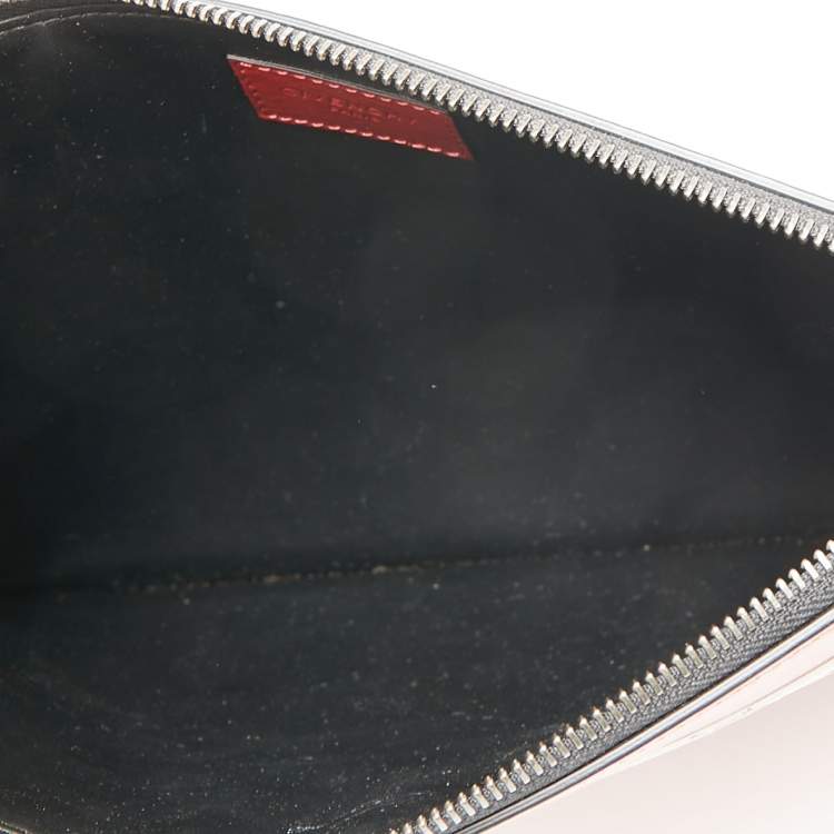 Pre Owned Givenchy Tri Color Leather Reverse Logo Flat Zip Pouch