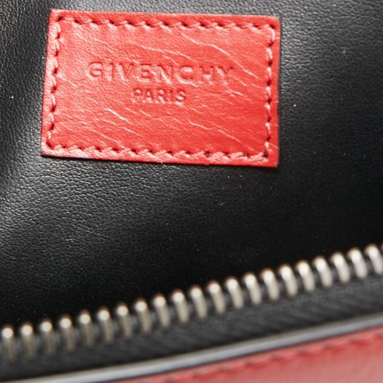 Pre Owned Givenchy Tri Color Leather Reverse Logo Flat Zip Pouch