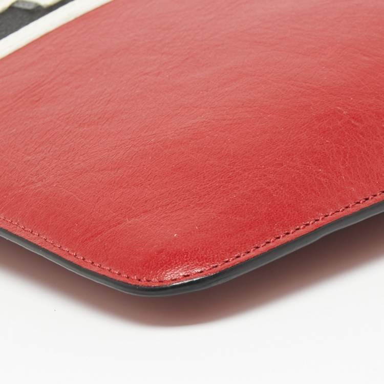 Pre Owned Givenchy Tri Color Leather Reverse Logo Flat Zip Pouch