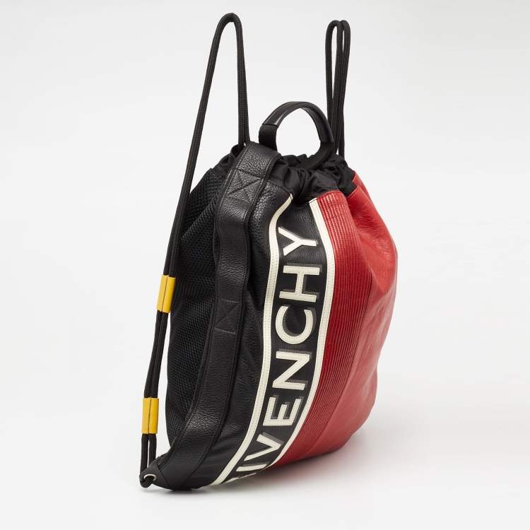 Pre Owned Givenchy Tri Color Leather and Nylon Motocross Sport Drawstring Backpack