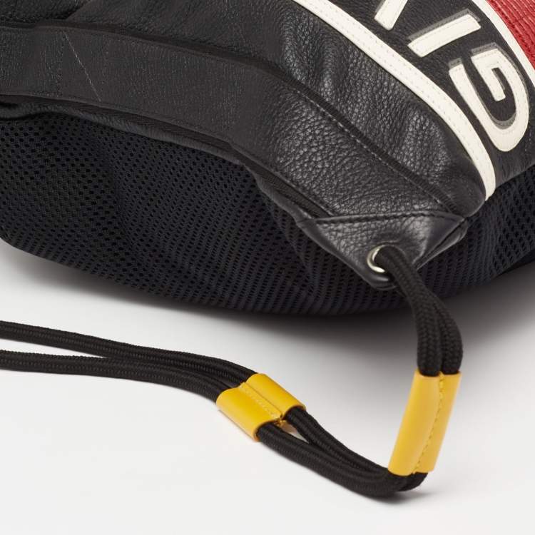 Pre Owned Givenchy Tri Color Leather and Nylon Motocross Sport Drawstring Backpack