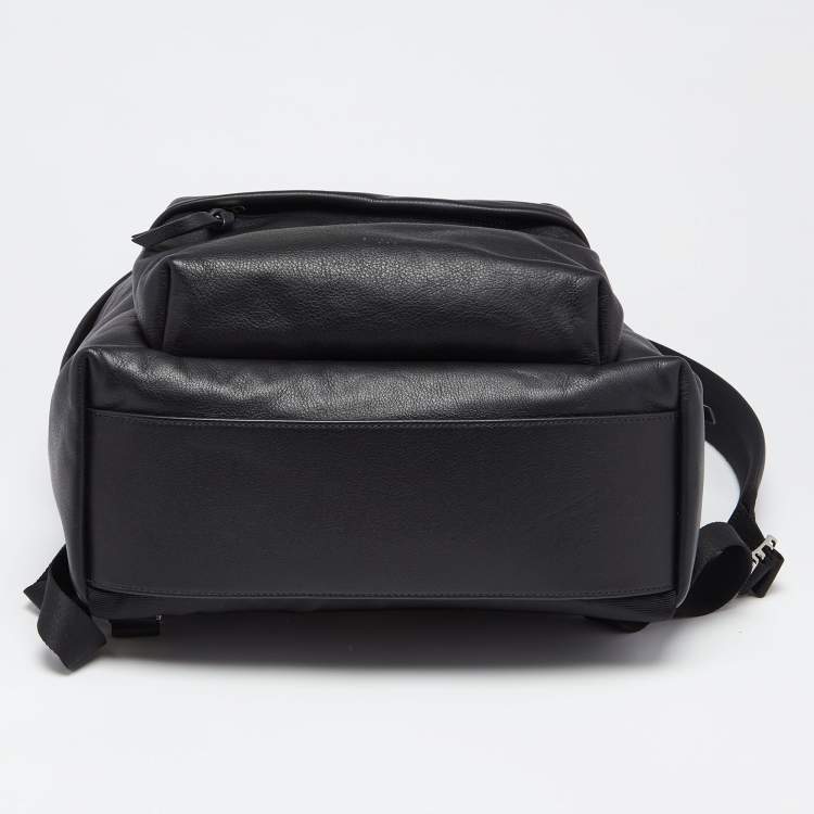 Pre Owned Givenchy Black Leather and Nylon Embroidered Logo Backpack