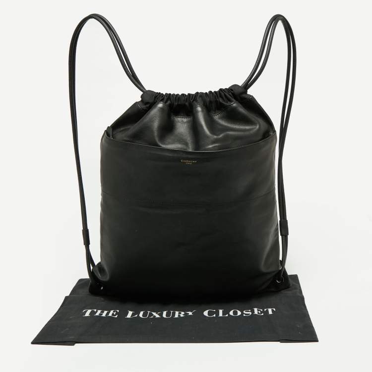 Pre Owned Givenchy Black Leather Drawstring Backpack