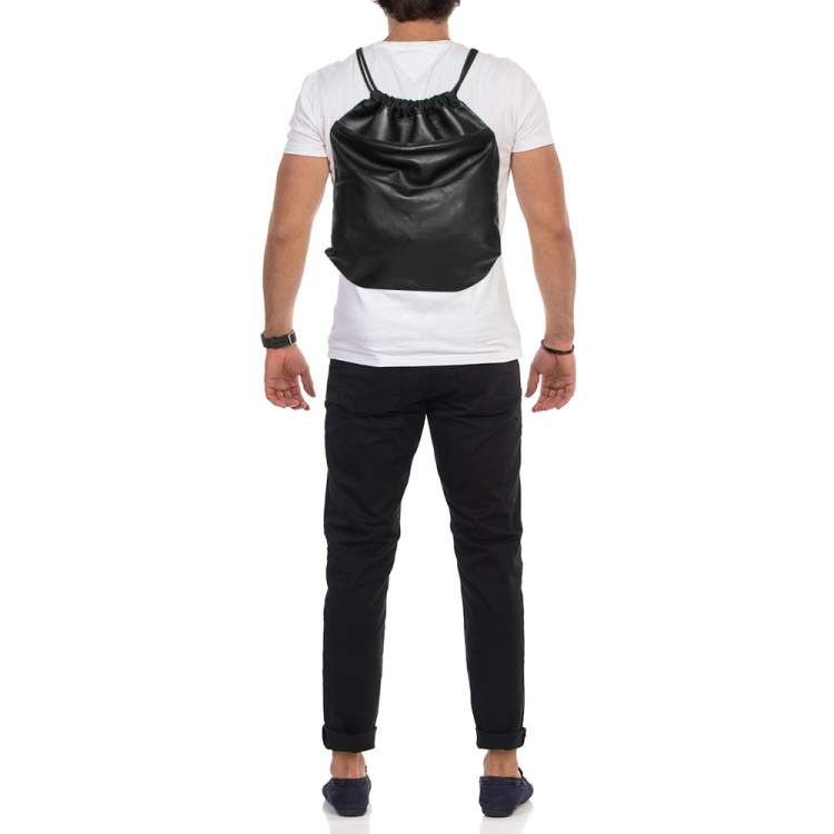 Pre Owned Givenchy Black Leather Drawstring Backpack