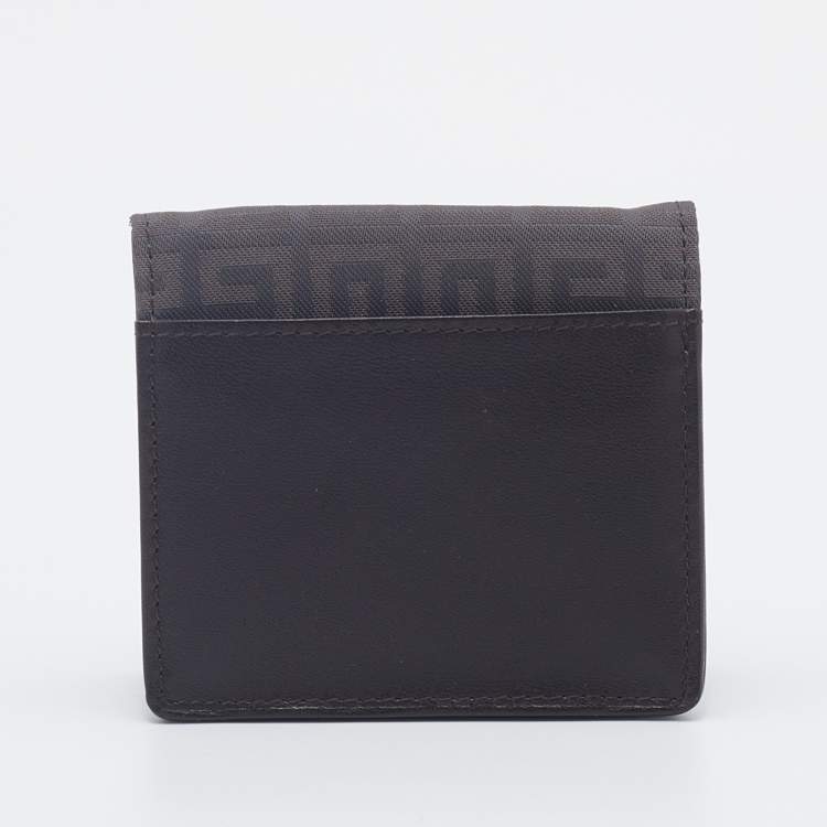 مملوكة مسبقًا Givenchy Brown/Grey Leather And Monogram Fabric Coin Purse
