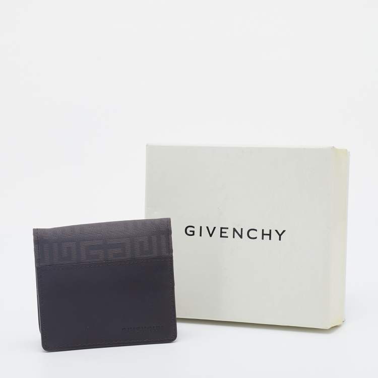 مملوكة مسبقًا Givenchy Brown/Grey Leather And Monogram Fabric Coin Purse