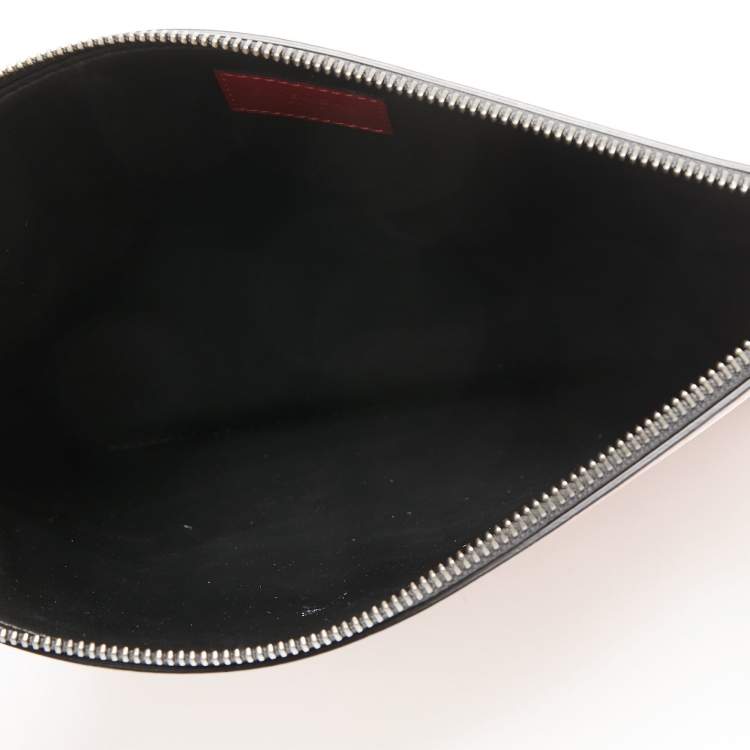 Pre Owned Givenchy Red/White Leather Reverse Logo Flat Zip Pouch