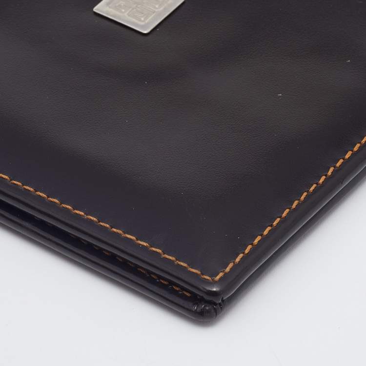 Pre Owned Givenchy Dark Brown Leather Bifold Wallet