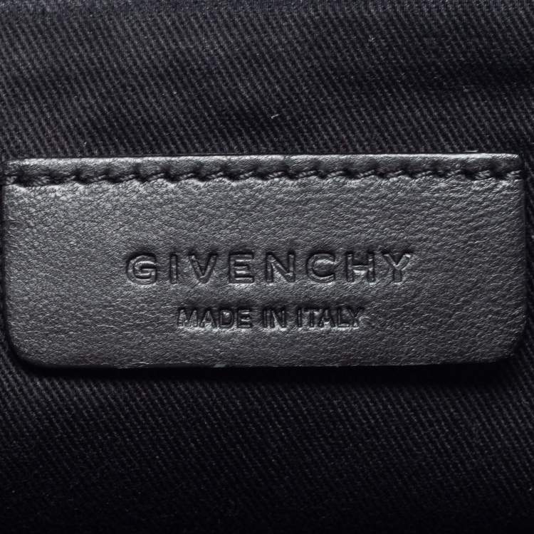 Pre Owned Givenchy Black Rottweiler Face Canvas and Leather Clutch