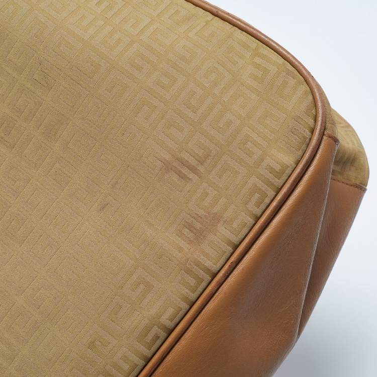 Pre Owned Givenchy Beige/Tan Monogram Nylon and Leather Messenger Bag