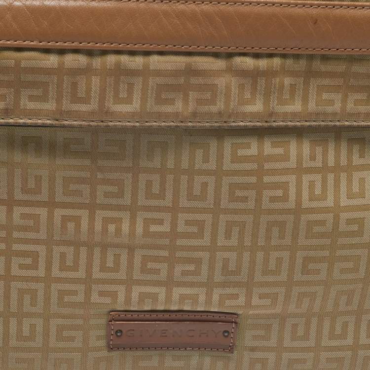 Pre Owned Givenchy Beige/Tan Monogram Nylon and Leather Messenger Bag