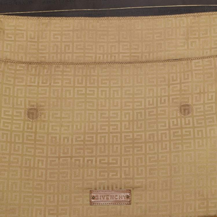 Pre Owned Givenchy Beige/Tan Monogram Nylon and Leather Messenger Bag