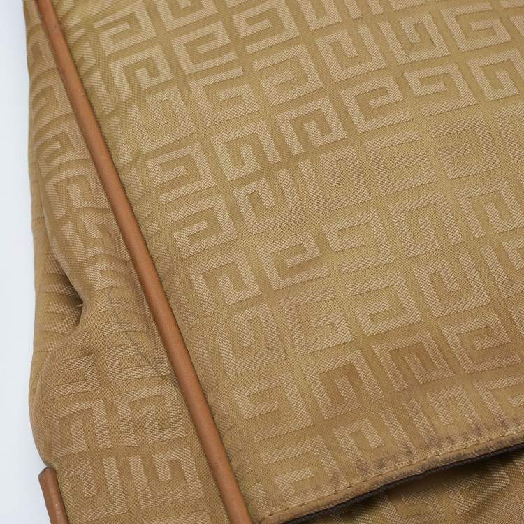 Pre Owned Givenchy Beige/Tan Monogram Nylon and Leather Messenger Bag