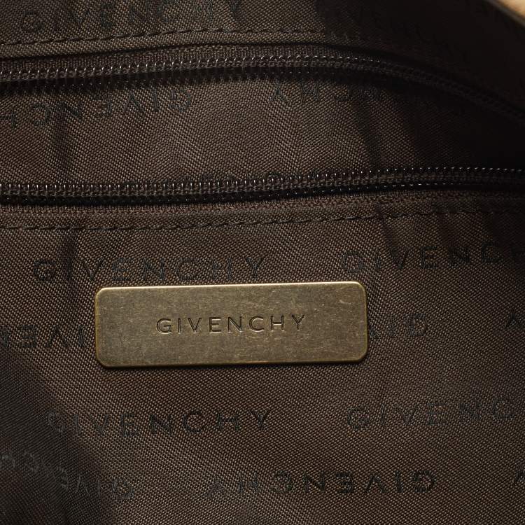 Pre Owned Givenchy Beige/Tan Monogram Nylon and Leather Messenger Bag