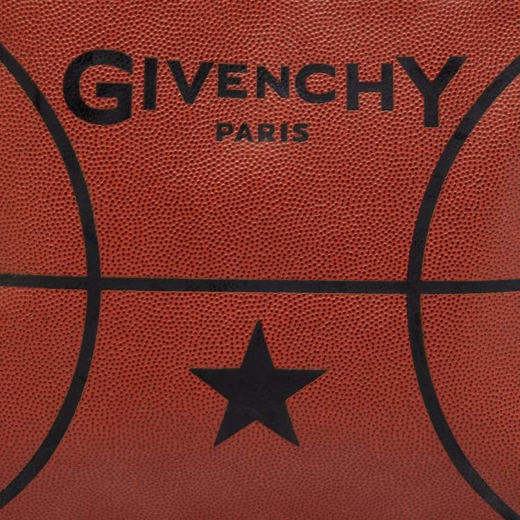 Pre Owned Givenchy Brick Red Pebbled Leather Basketball Clutch