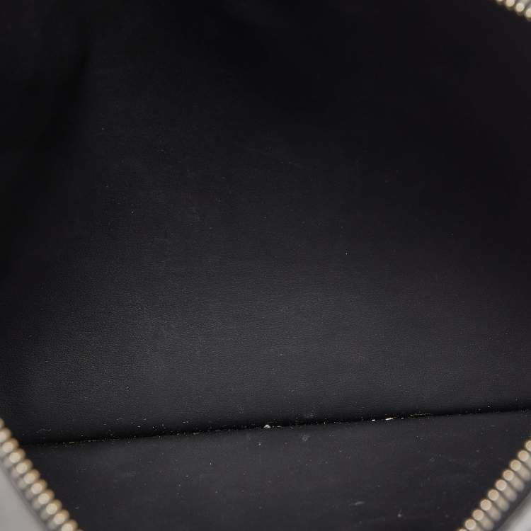Pre Owned Givenchy Black Leather Logo Flat Zip Pouch