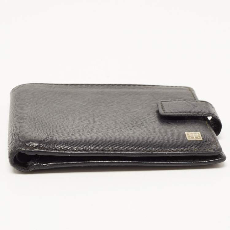 Pre Owned Givenchy Black Leather Bifold Flap Wallet