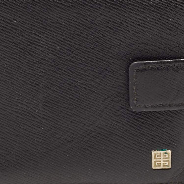 Pre Owned Givenchy Black Leather Bifold Flap Wallet