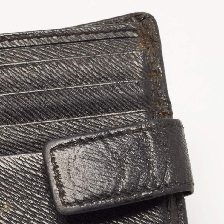 Pre Owned Givenchy Black Leather Bifold Flap Wallet