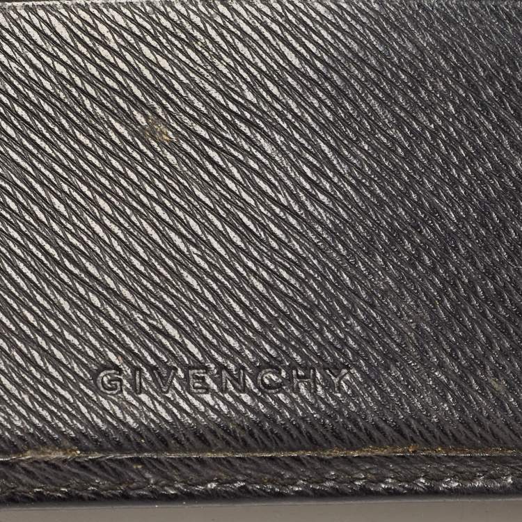 Pre Owned Givenchy Black Leather Bifold Flap Wallet