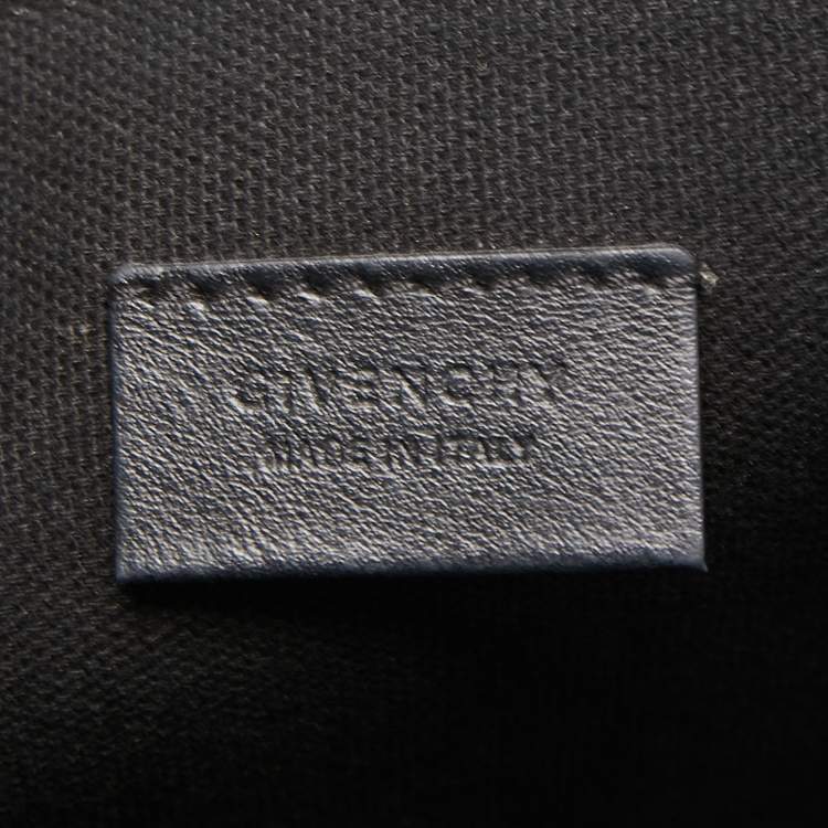 Pre Owned Givenchy Black Leather Embroidered Zip Pouch