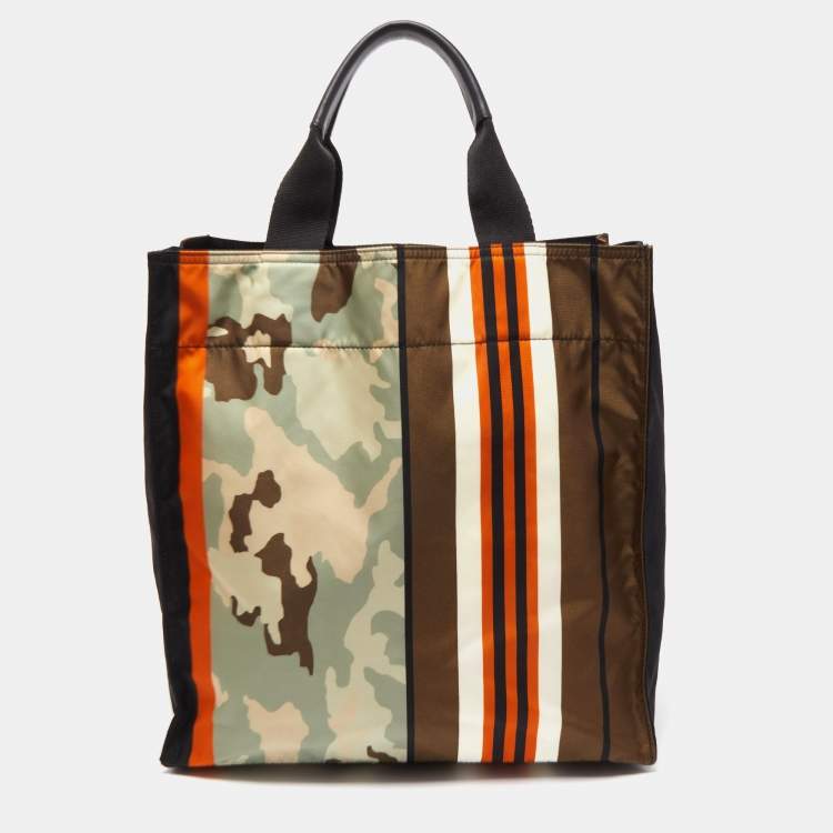 Pre Owned Givenchy Multicolor Camouflage and Striped Nylon Tote