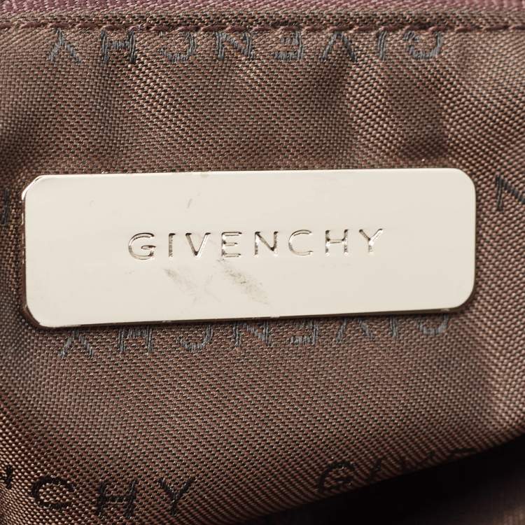 Pre Owned Givenchy Brown/Olive Green Signature Nylon Zip Around Messenger Bag