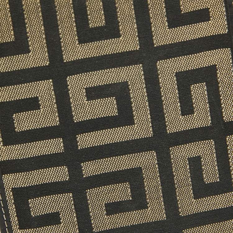 Pre Owned Givenchy Black/Grey Monogram Canvas and Leather Bifold Compact Wallet