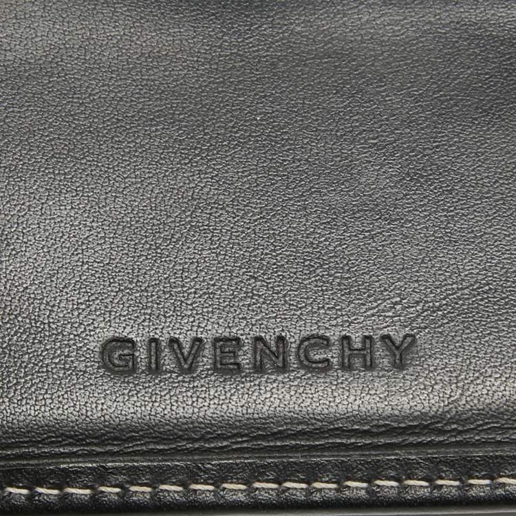 Pre Owned Givenchy Black/Grey Monogram Canvas and Leather Bifold Compact Wallet