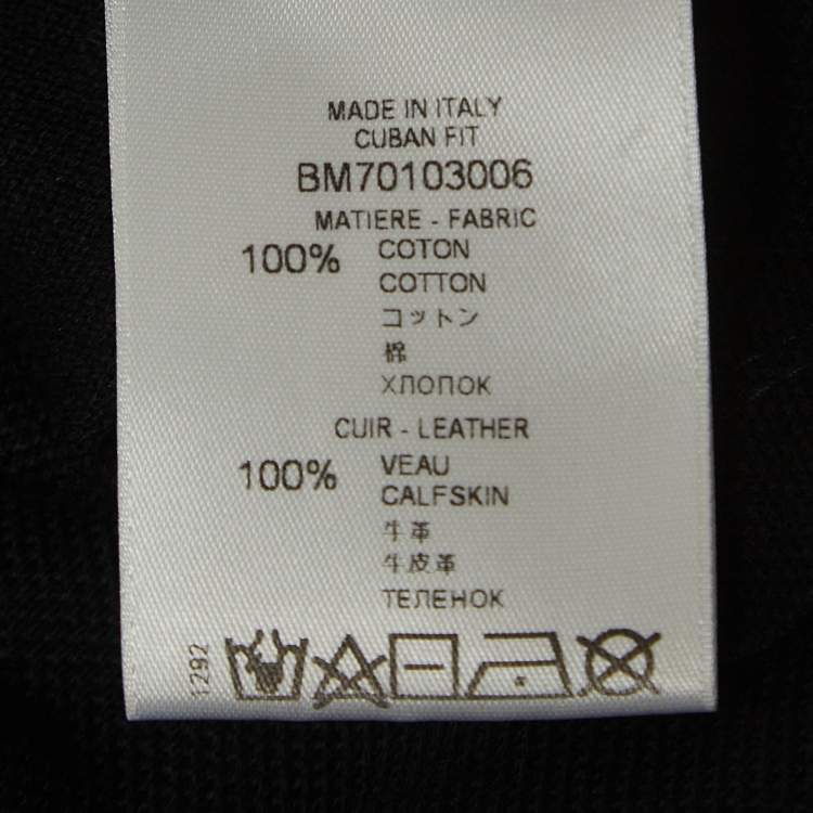 Pre Owned Givenchy Black Leather Patch Cotton Pique Polo Shirt L